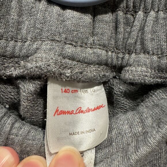 Hanna Andersson Joggers Knee Patch Gray Boys Kids sz 140 (US 10) Cozy Playwear - Picture 2 of 9
